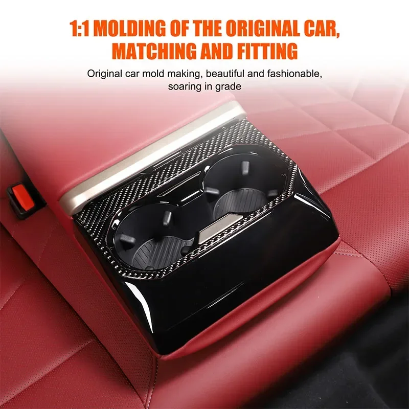 

1Pcs Soft Carbon Fiber For BMW 5 Series G60 2024+ Car Rear Hidden Cup Holder Panel Frame Cover Trim Sticker Car Accessories