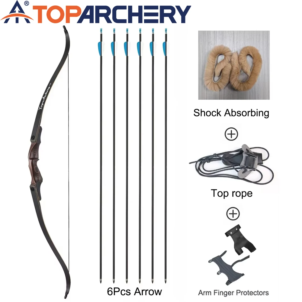 

Toparchery-60″ Recurve Bow and Arrow, Detachable Outdoor Hunting Bow, Suitable for Shooting Practice and Contest, 30-60lbs