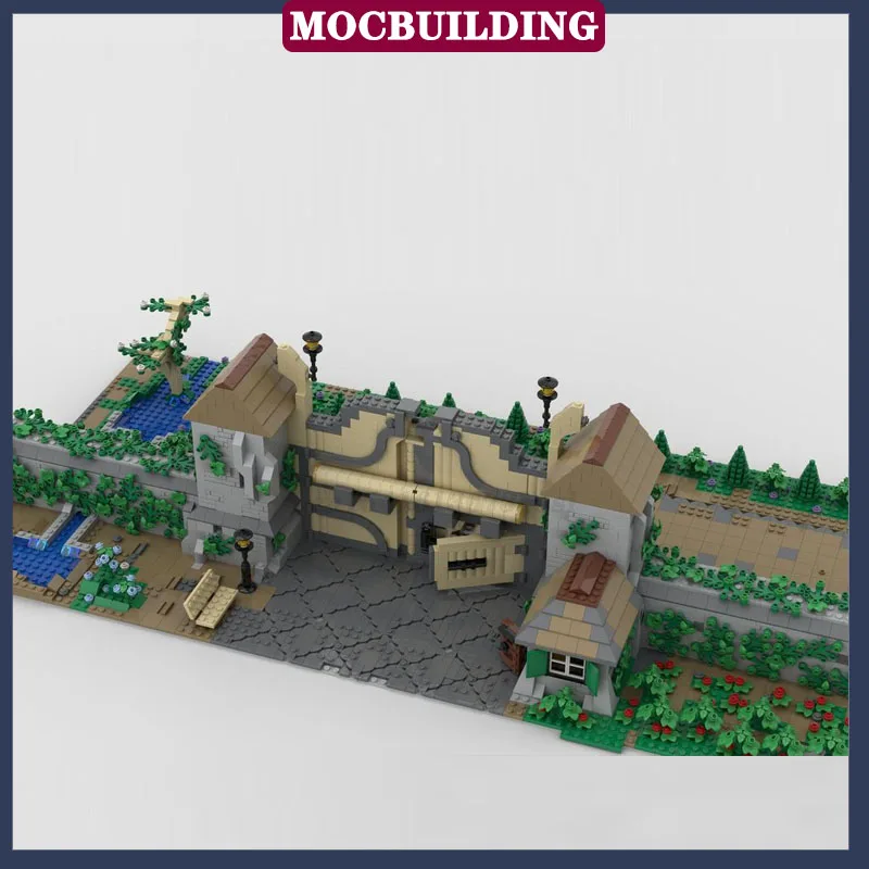 MOC City Street View West Gate Model Building Block Assembly Big Wood Beam Architectural Collection Series Toy Gifts