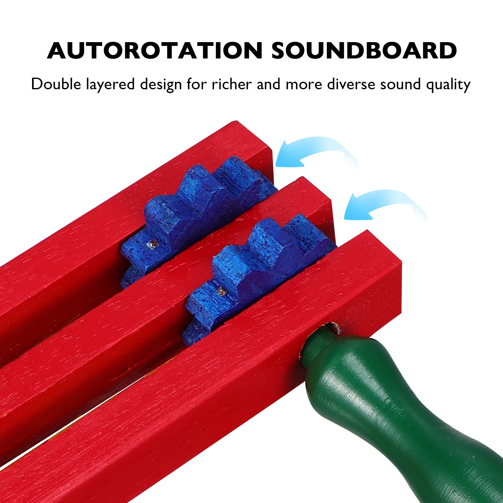 

2Pcs Wooden Castanet with Smooth Finish Loud Clicking Sound Manual Rotating Ratchet Kids Early Education Musical Instrument Wood