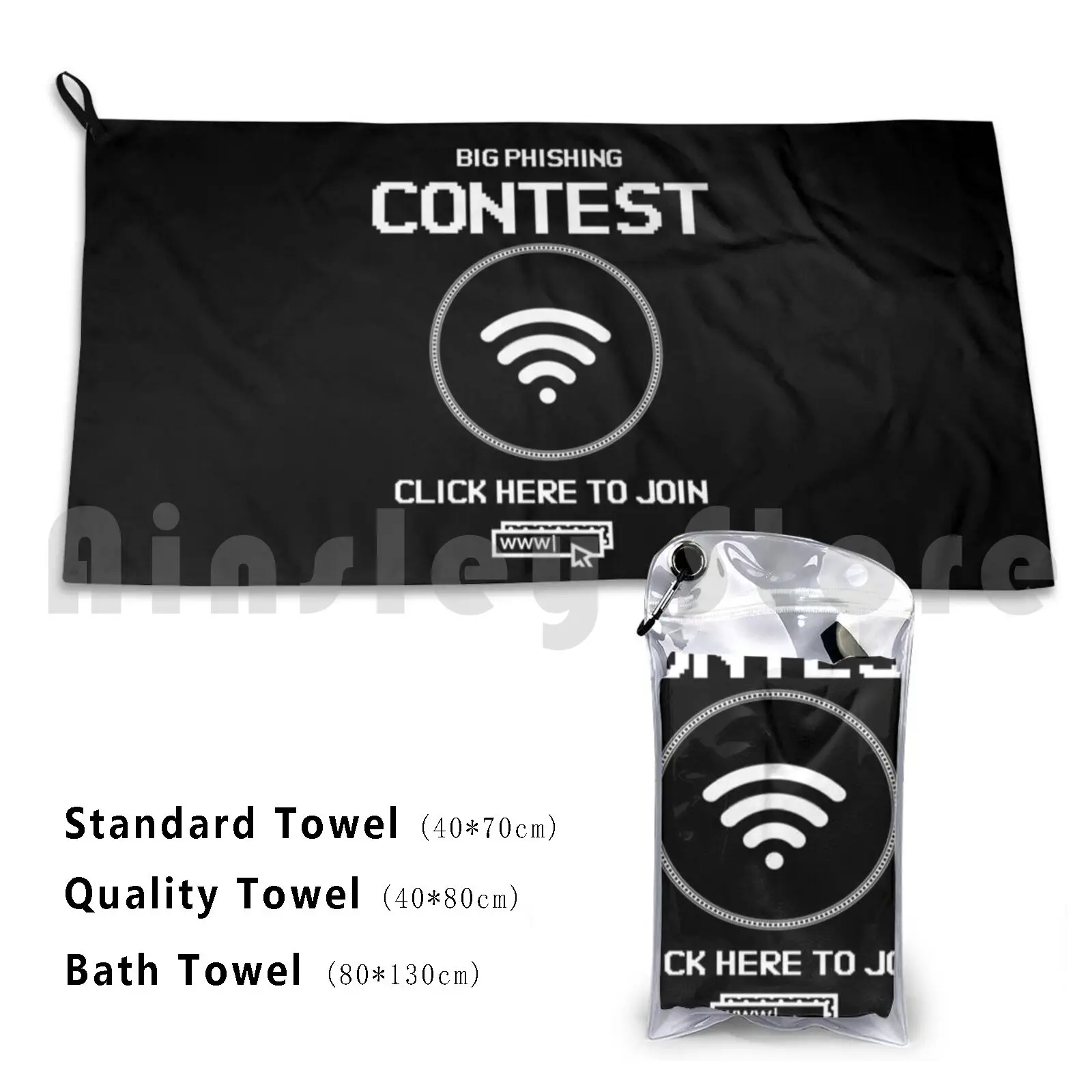 Big Phishing Contest-Click Here To Join!-Funny Computer Hacker Design Bath Towel Beach Cushion Phishing Computer