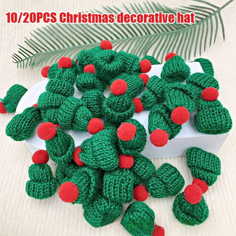 20PCS Mini Christmas Hat and Scarf DIY Christmas Decoration Doll Decoration Accessories Bottle Red Wine Cat and Dog Decoration