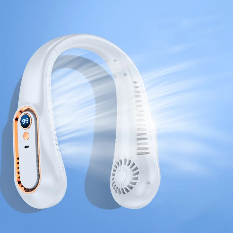 Xiaomi-ventilador portátil para colgar en el cuello, Enfriador de aire de verano, USB, 5 velocidades y pantallas digitales, súper tecnología sin