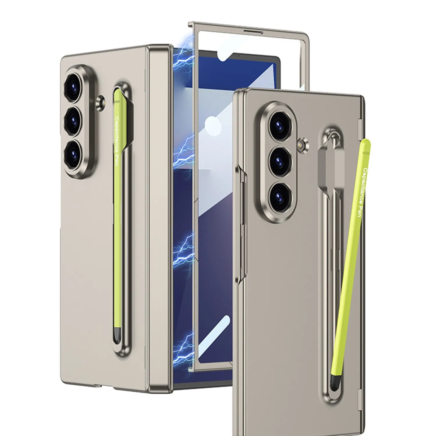 

case for Samsung Z Fold 7 Magnetic hinge integrated pen slot shell film full coverage protective case plain with pen plain