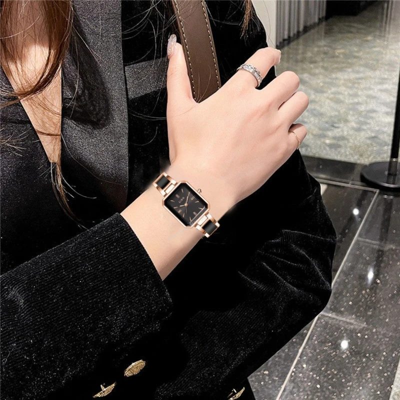ساعة نسائية أنيقة على الموضة متعددة الاستخدامات ساعات كوارتز مربعة الشكل هدايا فاخرة للسيدات ساعات المعصم Reloj Mujer Montre فام سيساك