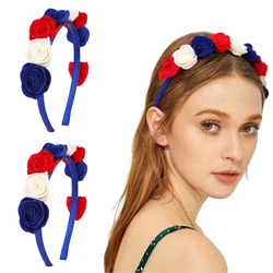 ncmama 4th of July Felt Flower Headband for Women Girl Cute Baby Artificial Flowers Hairband Hair Hoop Festival Hair Accessories