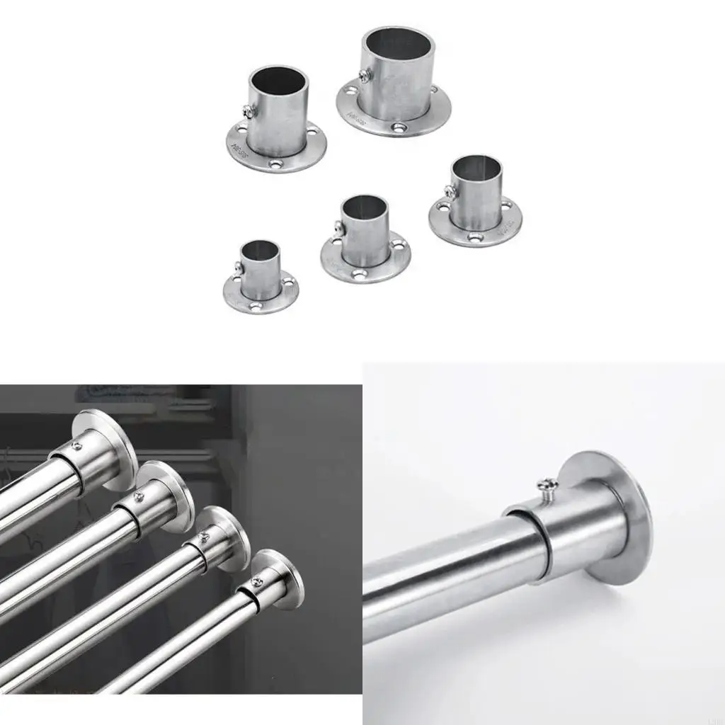 L9BE 16/19/22/25/32mm Stainless Steel Wardrobe Support Closet Rod Flange Bracket Clothes Rod for Seat Hanger Pipe Holder