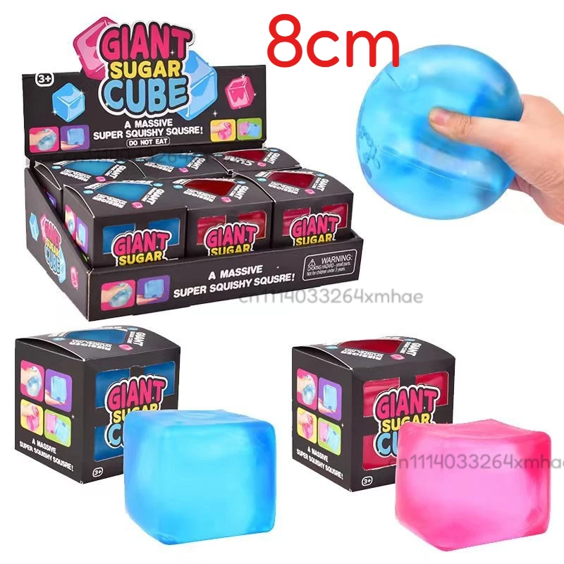 

8cm Plus Size Transparent Colorful Snowflake Ice Cube Malt Cube Filled with Gel Stretchable Ball Decompression Toys Gifts