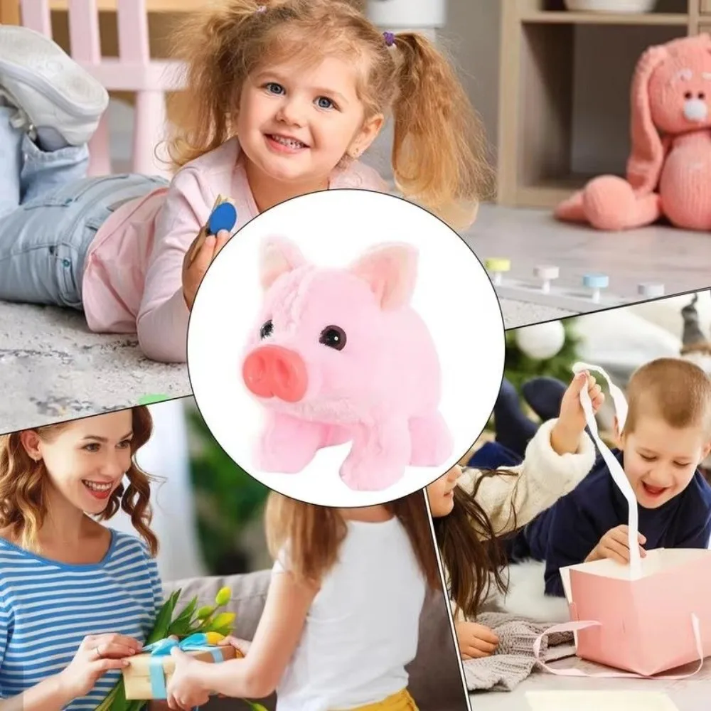 Cartoon Elektrisches Schwein Plüsch Realistisches Spielzeug Quietschen Die Ohren bewegen Interaktive Elektronische Plüschtiere Elektronische Haustier Gehen Wiegen