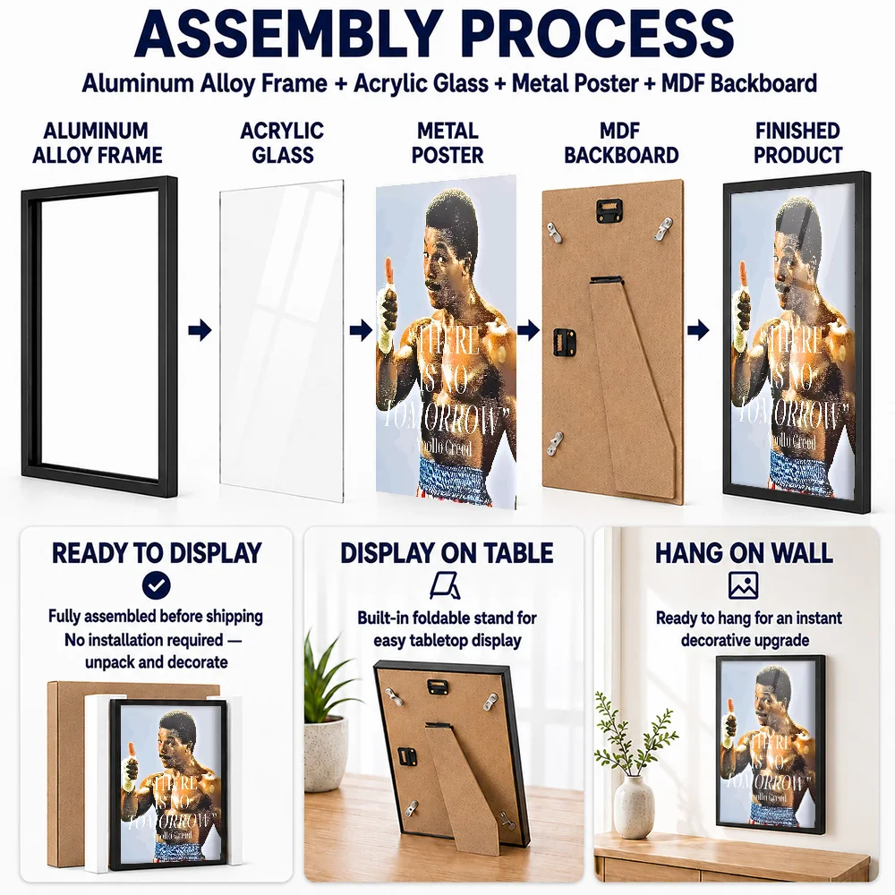 Apollo Creed: There Is No Tomorrow Framed Metal Print Customized Photo Classic Boxing Style Wall Art For Bedroom Champion Gift
