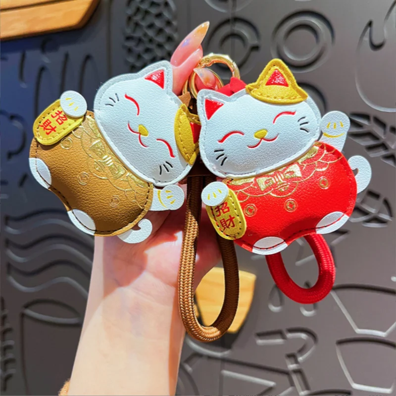 New Creative Bag Pendant Small Lucky Cat Pu Leather Pendant  Car Pendant Candy Color Female Accessories