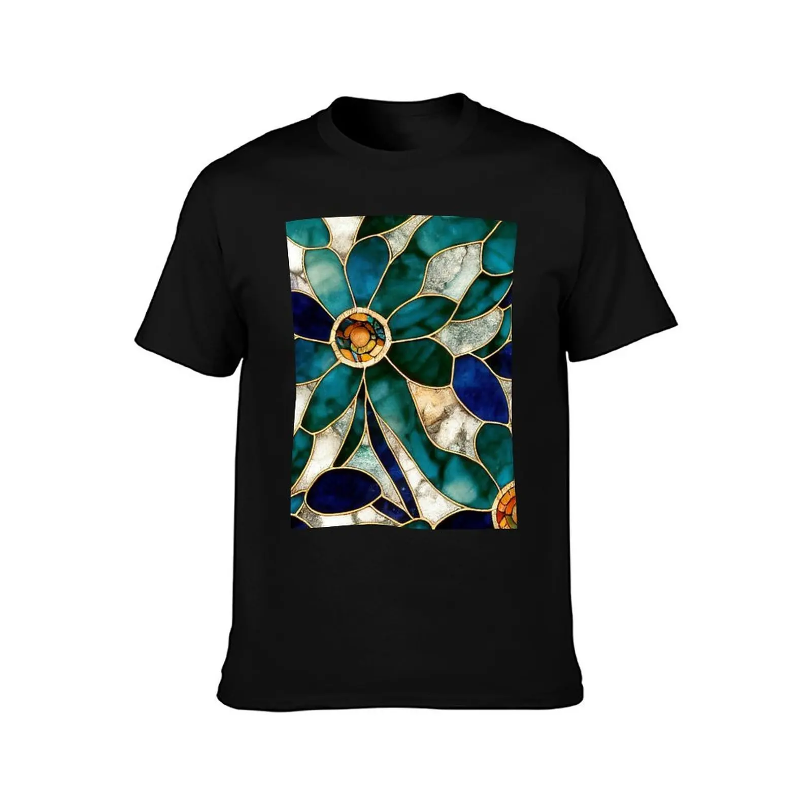 Stained Glass Flower T-Shirt anime clothes quick-drying plus sizes funny t shirts men