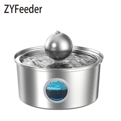 ZYFeeder 4L Cat Drinking Fountain Stainless Steel Pet Water Feeder with Window Silent Automatic Cat Dog Water Feeder Not Plug