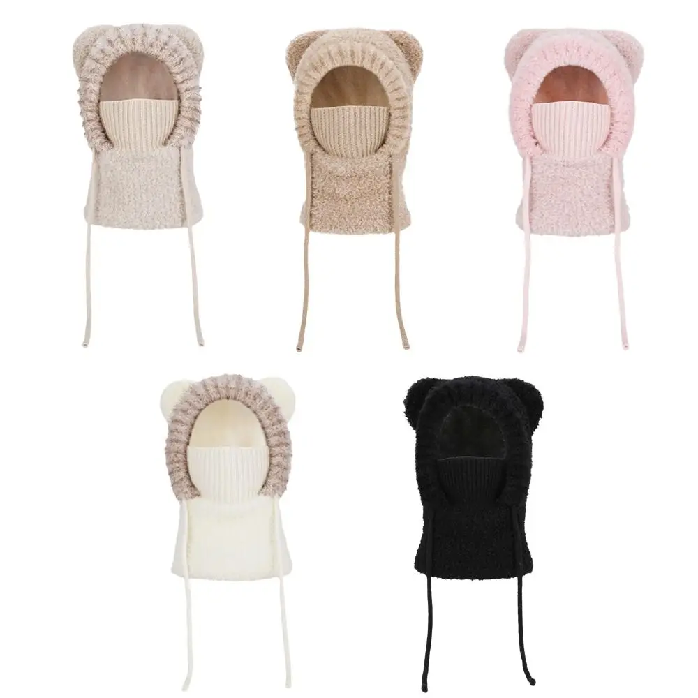 

Милый зимний теплый вязаный пуловер, шапка с защитой ушей, ветрозащитные шапочки, толстая детская шапка-балаклава