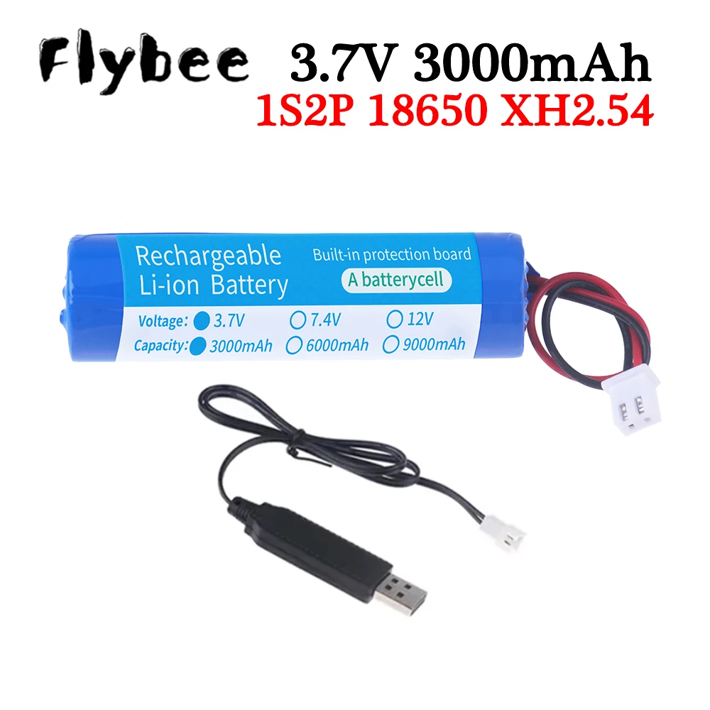 3.7V 3000mA 18650 Li-ion Replacement Batteries An USB Charger for Bluetooth Megaphone Speaker / Emergency Light Backup Battery