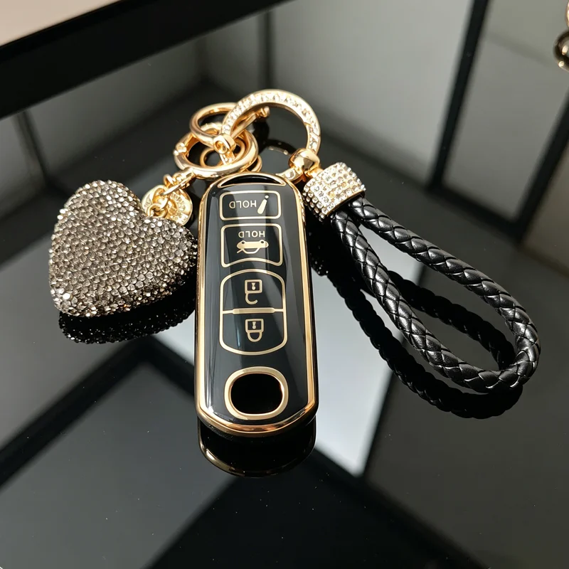 Gold Edged TPU for Mazda Atenza Axela 2 3 6 Demio 2018 2019 2020 CX-5 CX5 CX-3 CX7 CX-9 CX30 4 Button Car Key Case Cover Fob Bag