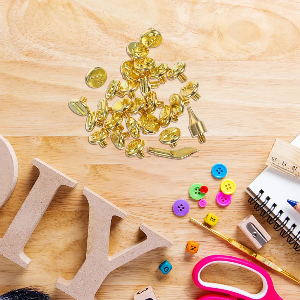 

2Sets Copper Letter Wood Burning Tips Set for Woodworking Embossing Crafts Portable Engraving Tool for Creative Projects