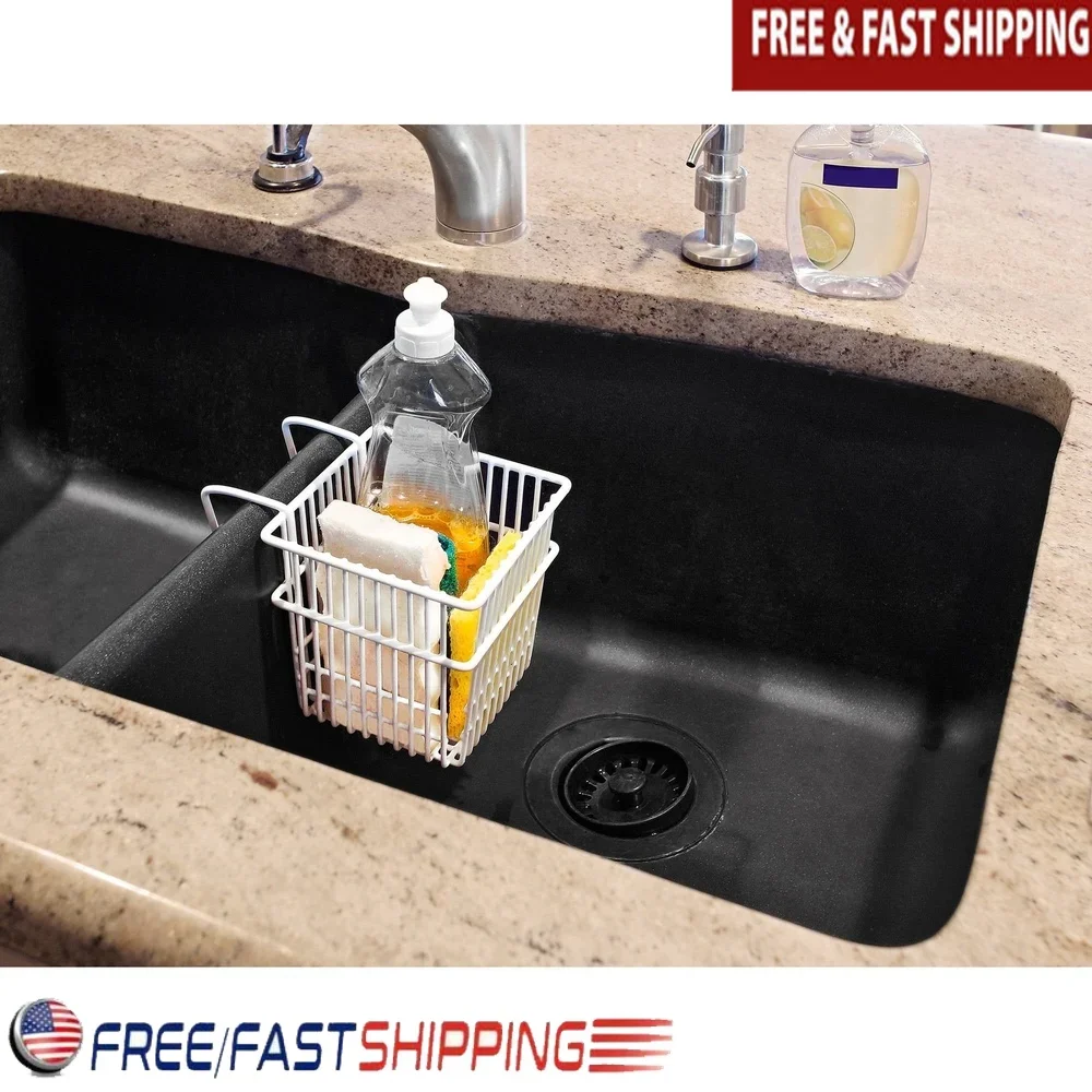 

Double Sink Sponge Holder Metal Storage Rack Rust Resistant Open Wire Design Kitchen Organizer Wet Sponges Drain Quickly