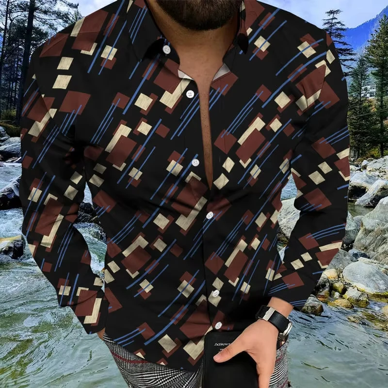 Men's spring and autumn casual long-sleeved shirts, handsome, fashionable and versatile new top