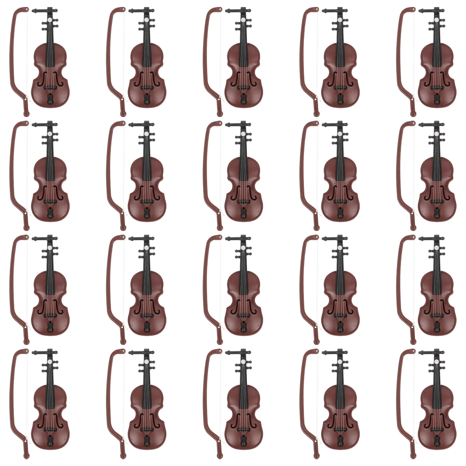 

20 Sets Mini Violin Crafts Ornaments Christmas Decor Accessories Models Musical Instrument Desktop Decorations