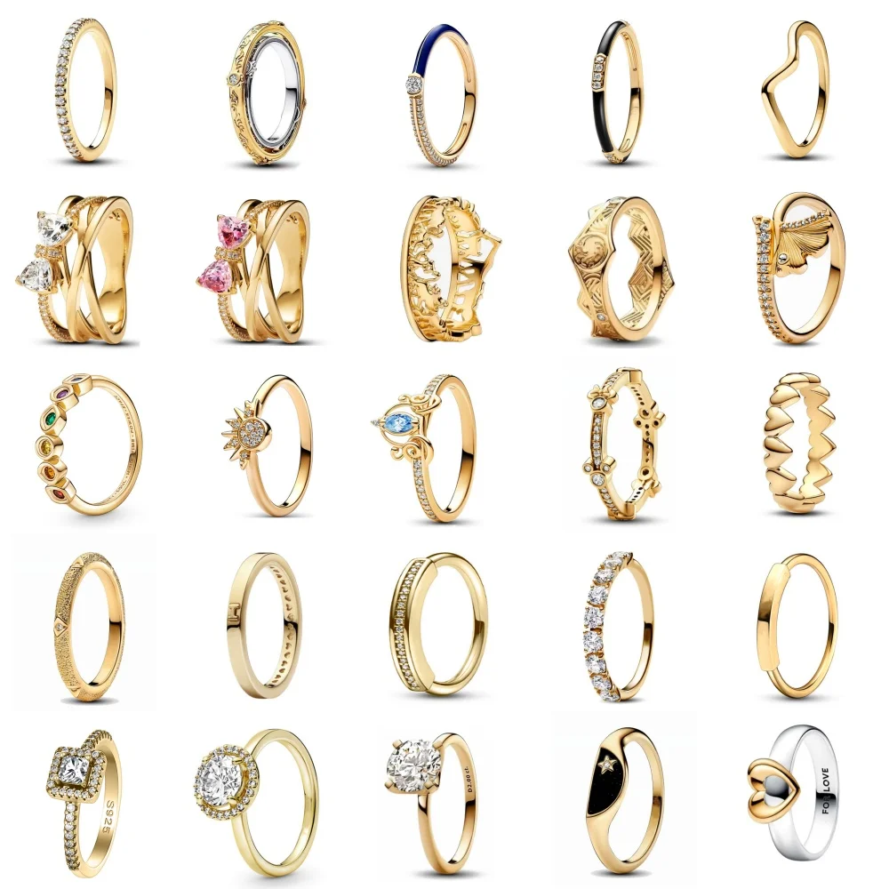 

Women DIY Birthday Gift Gold Color Size 6 7 8 9 Ring Heart Bow Rings Charm For Christmas Day Gift