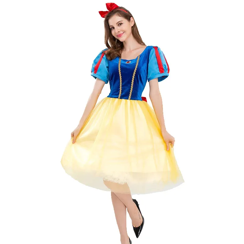 سيدة وايت سنو زي كلاسيكي خرافة الأميرة كلوبوير لعب الأدوار تأثيري فستان حفلة تنكرية كرنفال الهالوين