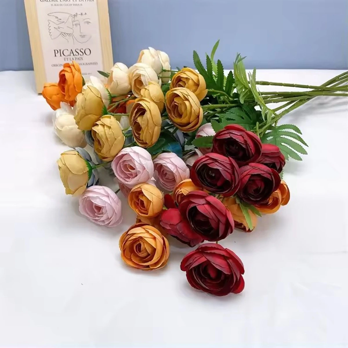 7 Heads Lulian Artificial Flowers Tea Rose Simulation Bouquet for Wedding Home Decor