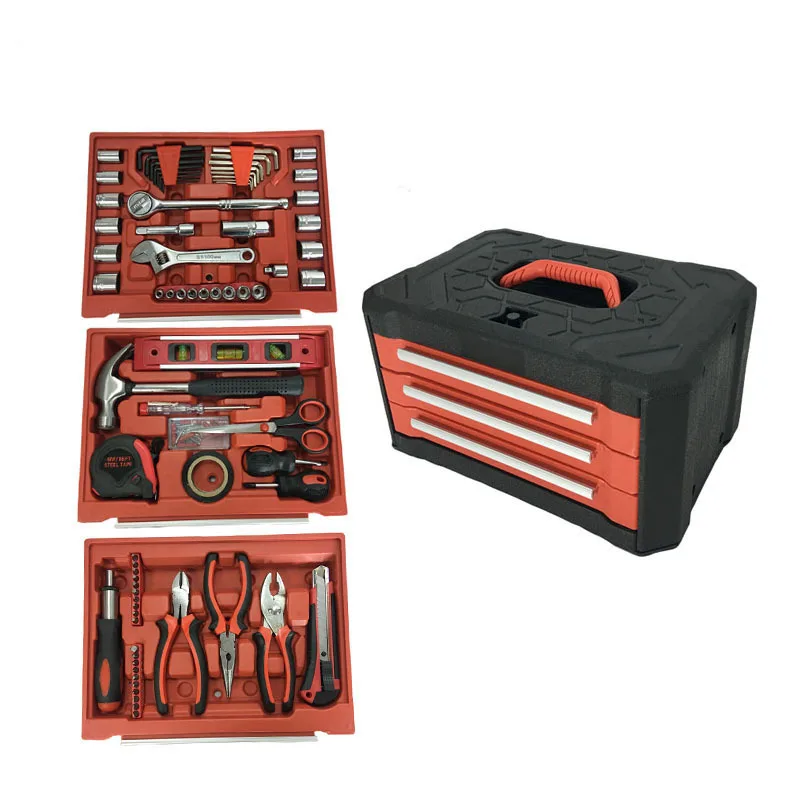 

154 PCs Household Hardware Combination Toolbox Drawer Type Tool Storage Box Vehicle Mounted Toolbox