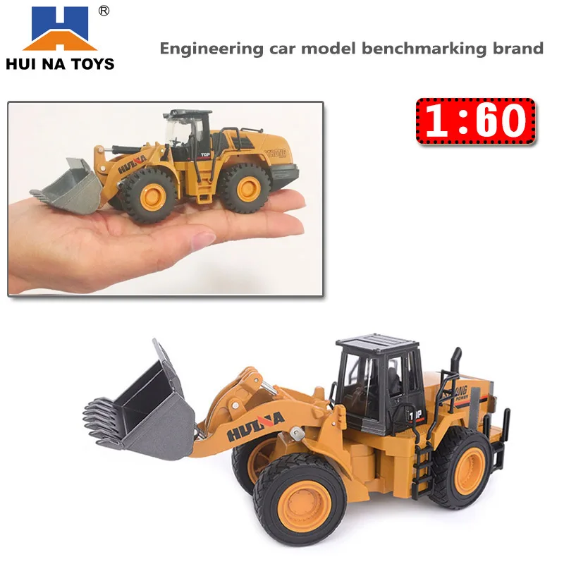 HUINA 1:60 Dump Truck Excavator Road Roller Loader Metal Model Construction Vehicle Toys For Boys Birthday Gift Car Collection