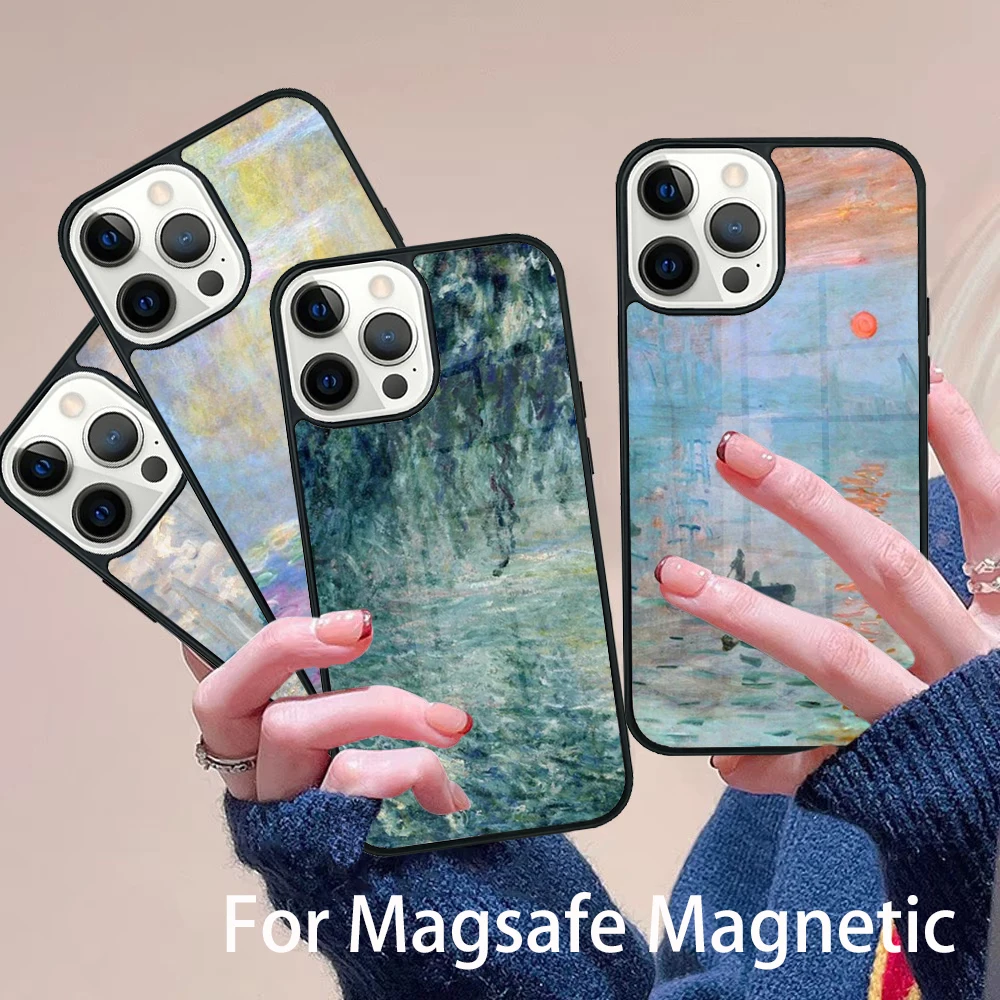 

Claude Monet Cool Phone Case Magesafe Magnetic Wireless Charge Cover For IPhone 16 11 12 13 14 15 Pro Max Plus Mini