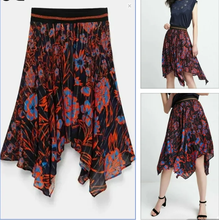 

Foreign trade original single Spanish print vintage temperament irregular skirt