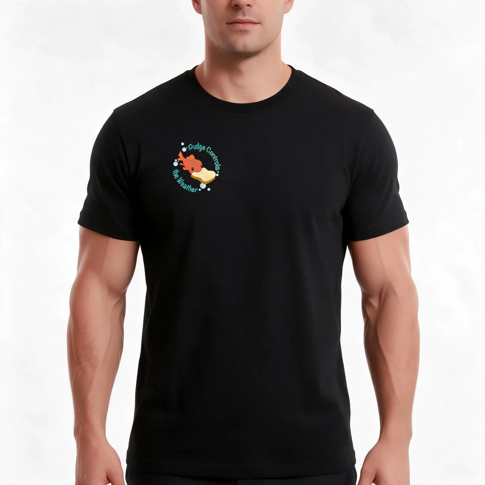 Pudge fish controls the weather T-Shirt, Summer Casual Cotton Tee, Oversized Streetwear Tops, Vintage Graphic Print, 100% Cotton