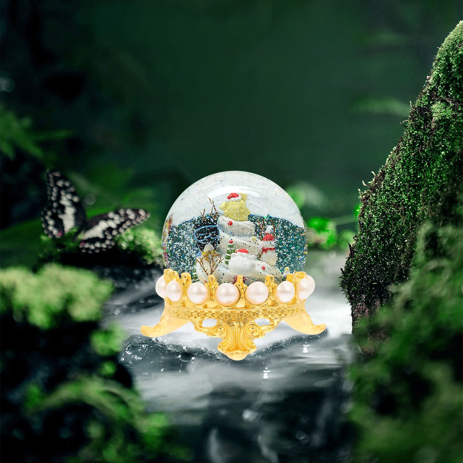 

2Pcs Alloy Crystal Ball Stand Crown Shape Display Base Decorative Holder Desktop Display Rack for Home Office Crystal Ball Stand