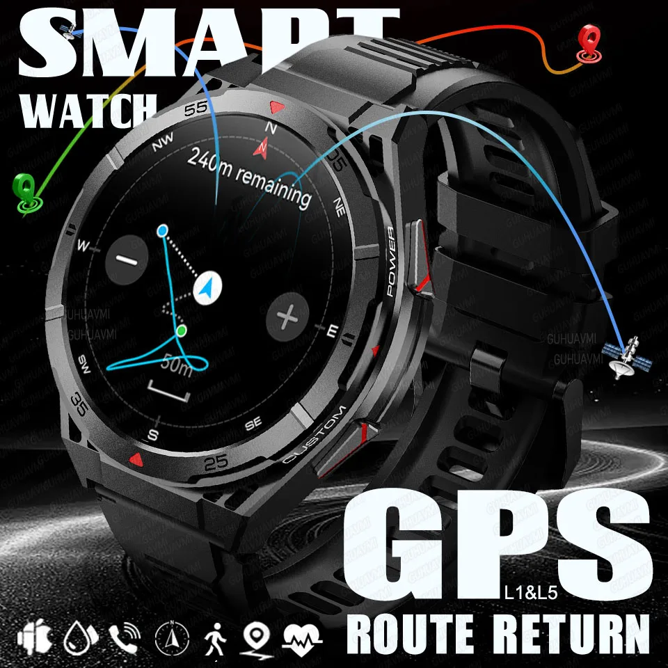 2025 New Dual-Band satellite GPS Compass 10ATM Waterproof Watch 1.43-inch AMOLED HD Bluetooth Call Health Monitoring Smart watch