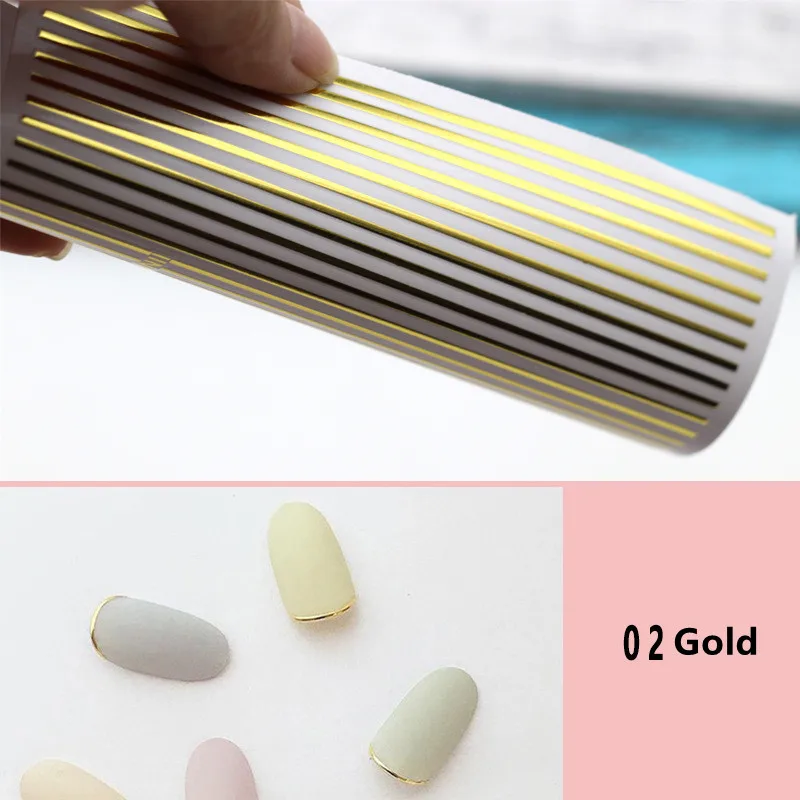 

1pc Nail Line Sticker Decors Holographic Stripe Adhesive Striping Tape Nail Art Decals Gold,Silver,Rainbow Glue On Stickers #S52