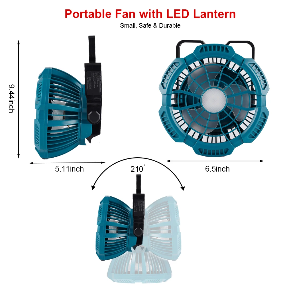 ONEVAN Camping พัดลม 9W LED 3 เกียร์โคมไฟเหมาะสําหรับ 21V 18V แบตเตอรี่ลิเธียมไอออนแบบพกพาพัดลมมือถือพร้อม IR Remote
