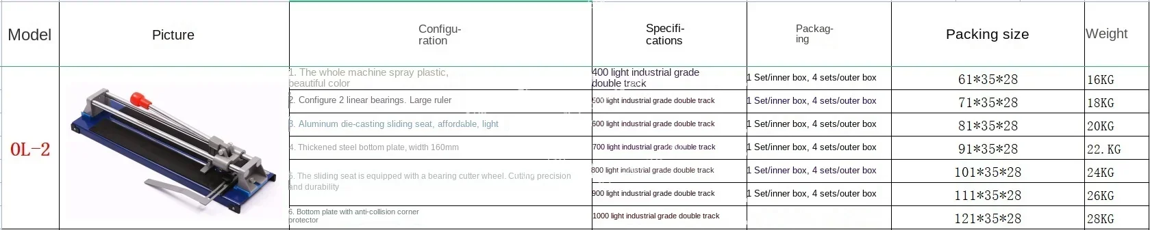 European Radium Aluminum Alloy Push Knife Manual Push-pull Knife Push-cut Tile Floor Tile Cutting Machine Light Double Track