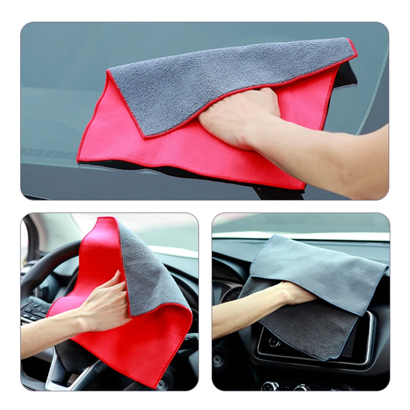 Wash Towel Wipe Car Cloth Thickened Water Absorption Lint Free Two-color Double-sided Coral Velvet Multipurpose Cleaning Cloth