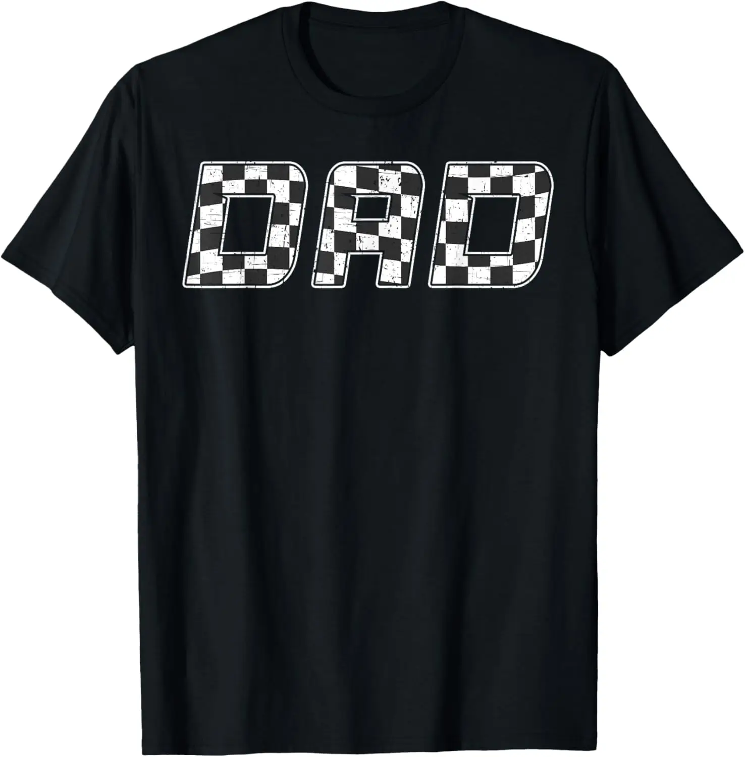 Dad Racing Race Car Dad Checkered Flag Pit Crew Bday T-Shirt