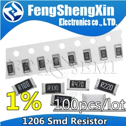 Resistores de 1% 1206 SMD, 0R-10M, 1 W, 4W, 0, 1, 10, 100, 150, 220, 330 ohms, 1K, 2.2K, 10K, 100K, 0R, 1R, 10R, 100R, 150R, 220R, 330R, lote 100 PCes