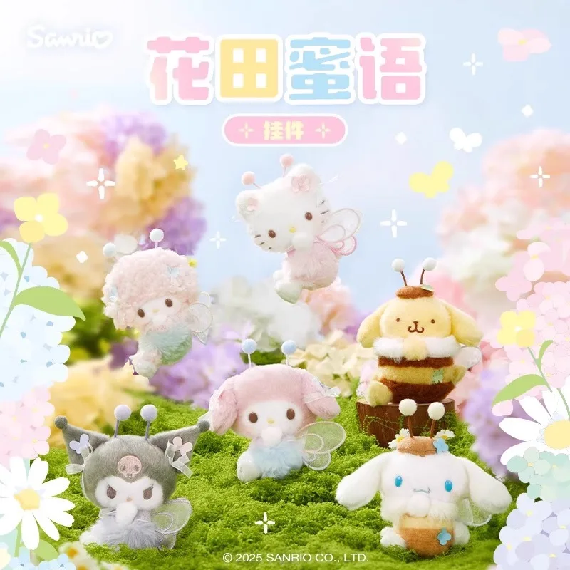 

Original Sanrio Flower Field Honey Series Pendant Doll Kuromi Melody Cinnamoroll My Sweet Piano Bag Hanging Anime Plush Toys