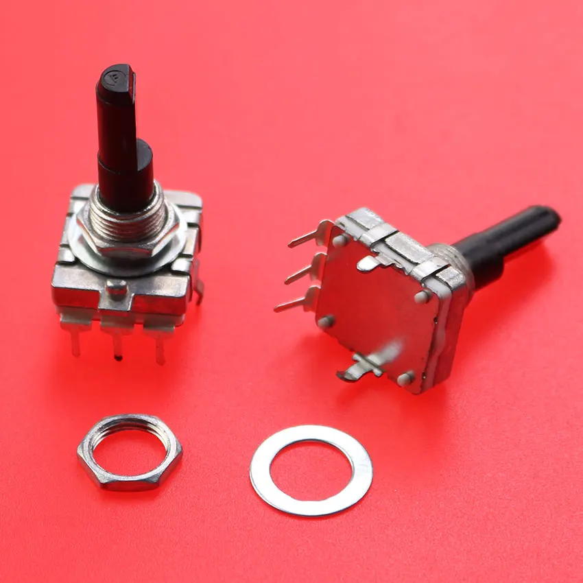1pcs EC16 Type Rotary Encoder 24 Positioning Rumber 24 Pulse Number Sawtooth Shaft 15/20/25MM Digital Rotary Potentiometer 3Pin