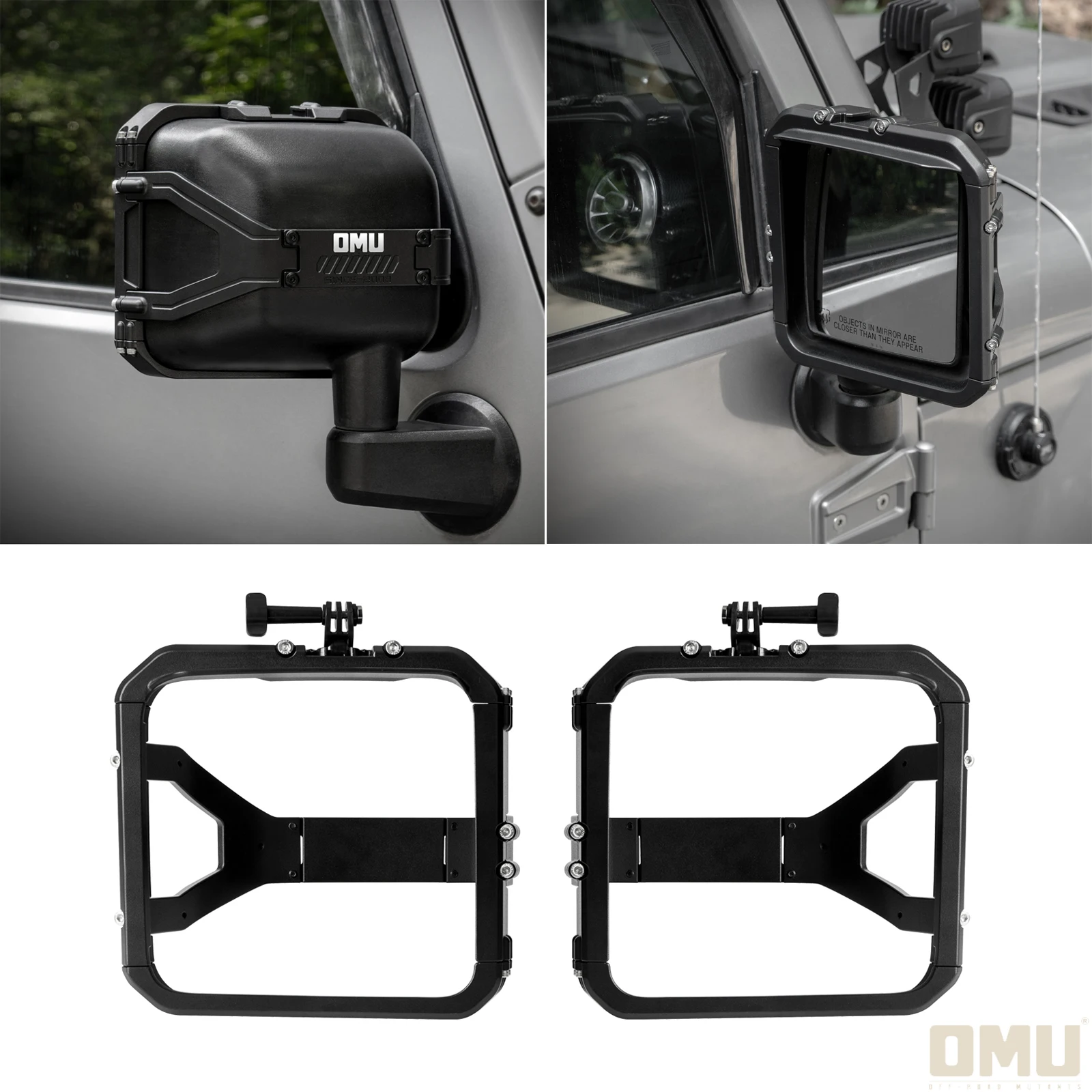 OMU 4x4 قطع غيار السيارات الألومنيوم مرآة الرؤية الخلفية المطر درع الإطار شبه المغلقة ل جيب رانجلر JK JKU 2007-2017 اكسسوارات #1