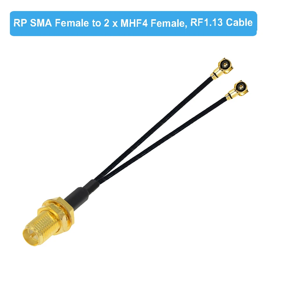 1 SZTUK Wtyczka męska SMA do podwójnego 4 4 żeńskiego rozgałęźnika U.fl Kabel typu Y RF1.13 Pigtail RF Coax Extension Jumper 15CM 6\