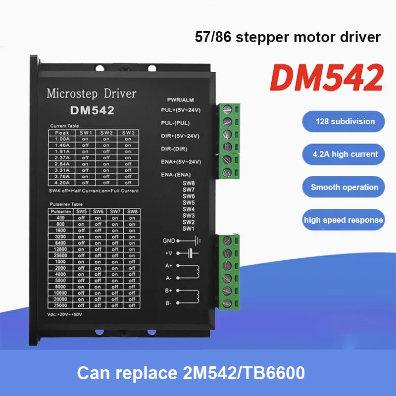 

DSP digital 57/86 stepper motor driver DM542 engraving machine dedicated replacement 2M542/TB6600 for 5882-57 stepper motor