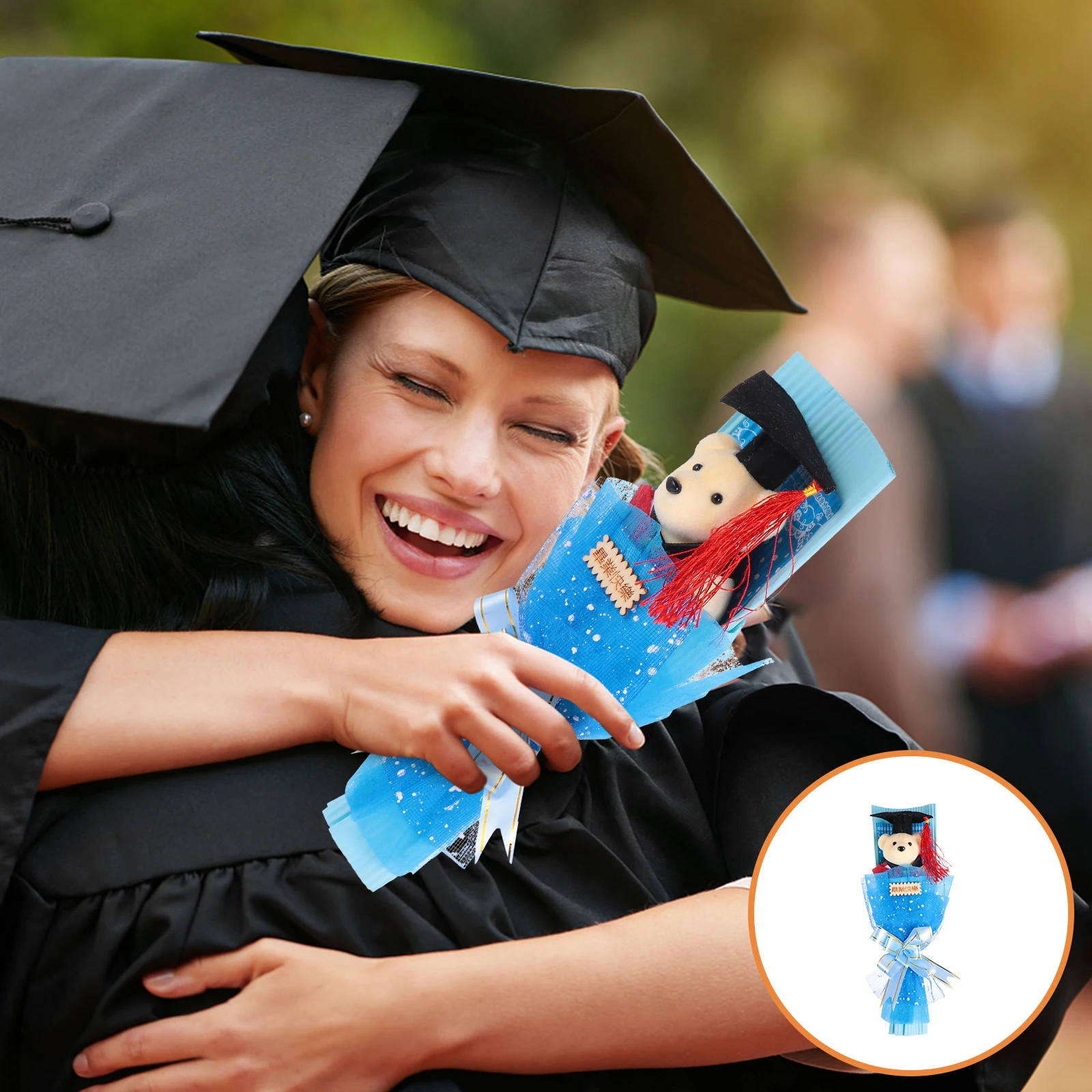 

Bouquet Bear Gradulation Commencement Presents Mini Blue Congrats Toy Graduation Animal Toys