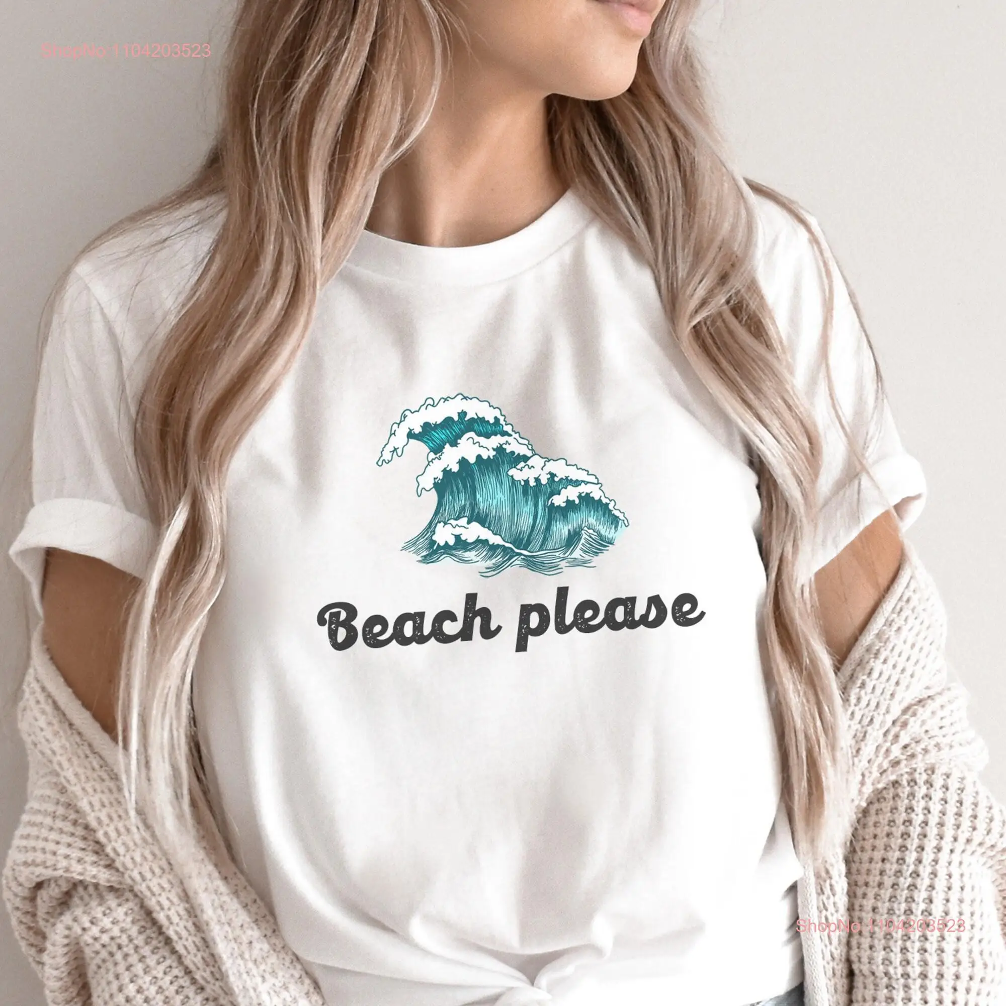 Beach Please T Shirt Vacation Wave Cruise for Women Lover Trip Summer long or short sleeves