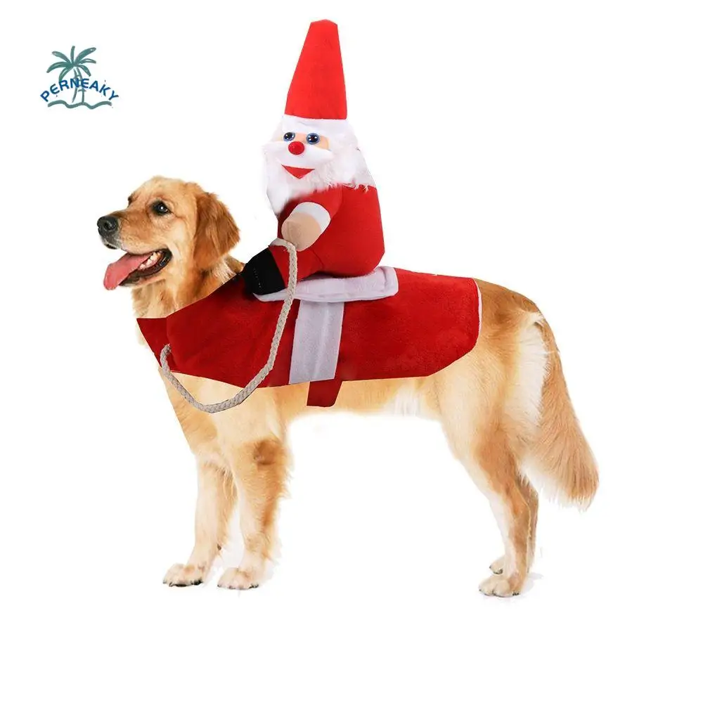 

Riding Outfit with Christmas Doll Jacket Coat Winter And Autumn Pet Supplies Santa Claus Dog Apparel Costumes Pet Clothes