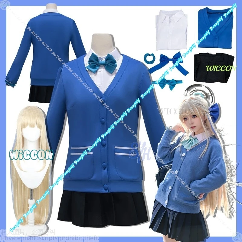 

Хэллоуин Asuma Toki Косплей JK Kawaii Jirai Kei Девушки с длинными рукавами Темно-синий вязаный свитер Платье Лолита Игра Синий Архив