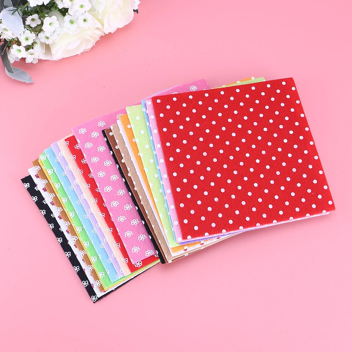 

20 Pcs Nonwoven Handmade Materials Craft Fabrics Square Flower Dot Prints Sewing Patchwork Mouse Pad Purse Easy Cutting